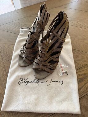 Elizabeth and James Metallic Bronze Cage High Heel Sandals
